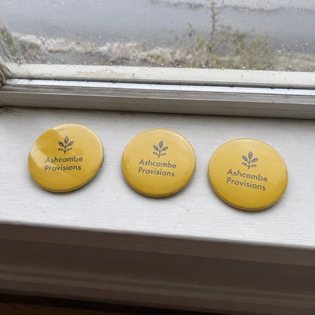Branded campaign buttons with logo