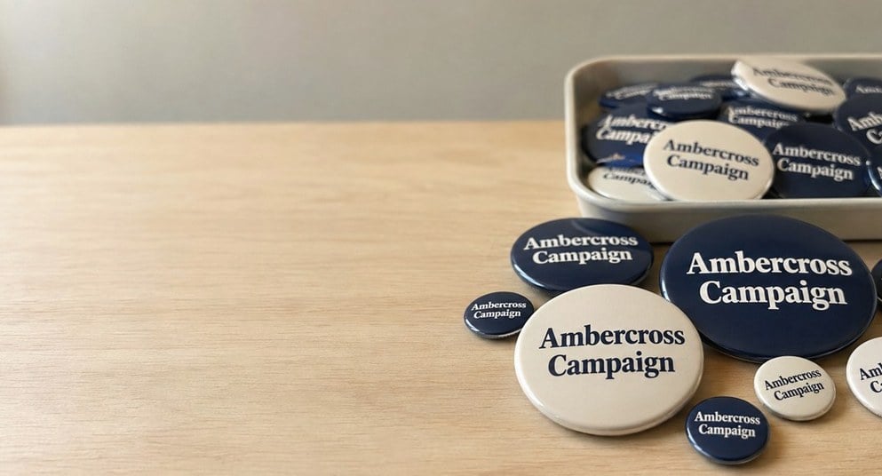 Custom printed campaign buttons with logo